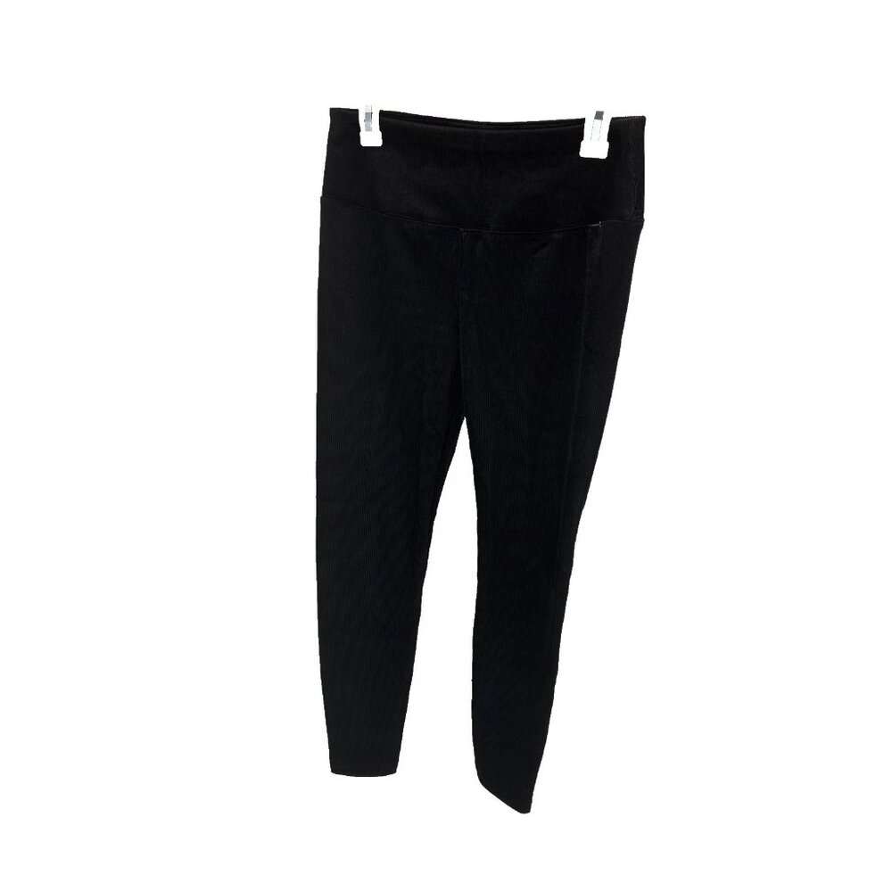 Tahari Womens Leggings Size S Black High Rise Stretch Slim Ribbed Velour